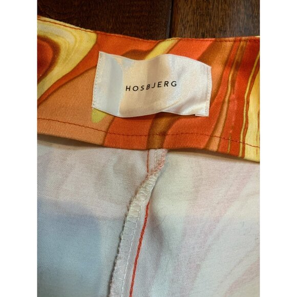 Hosbjerg Vilma Paloma Flare Orange & Yellow Marble Swirl Patterned Pants, Size M - Picture 4 of 7